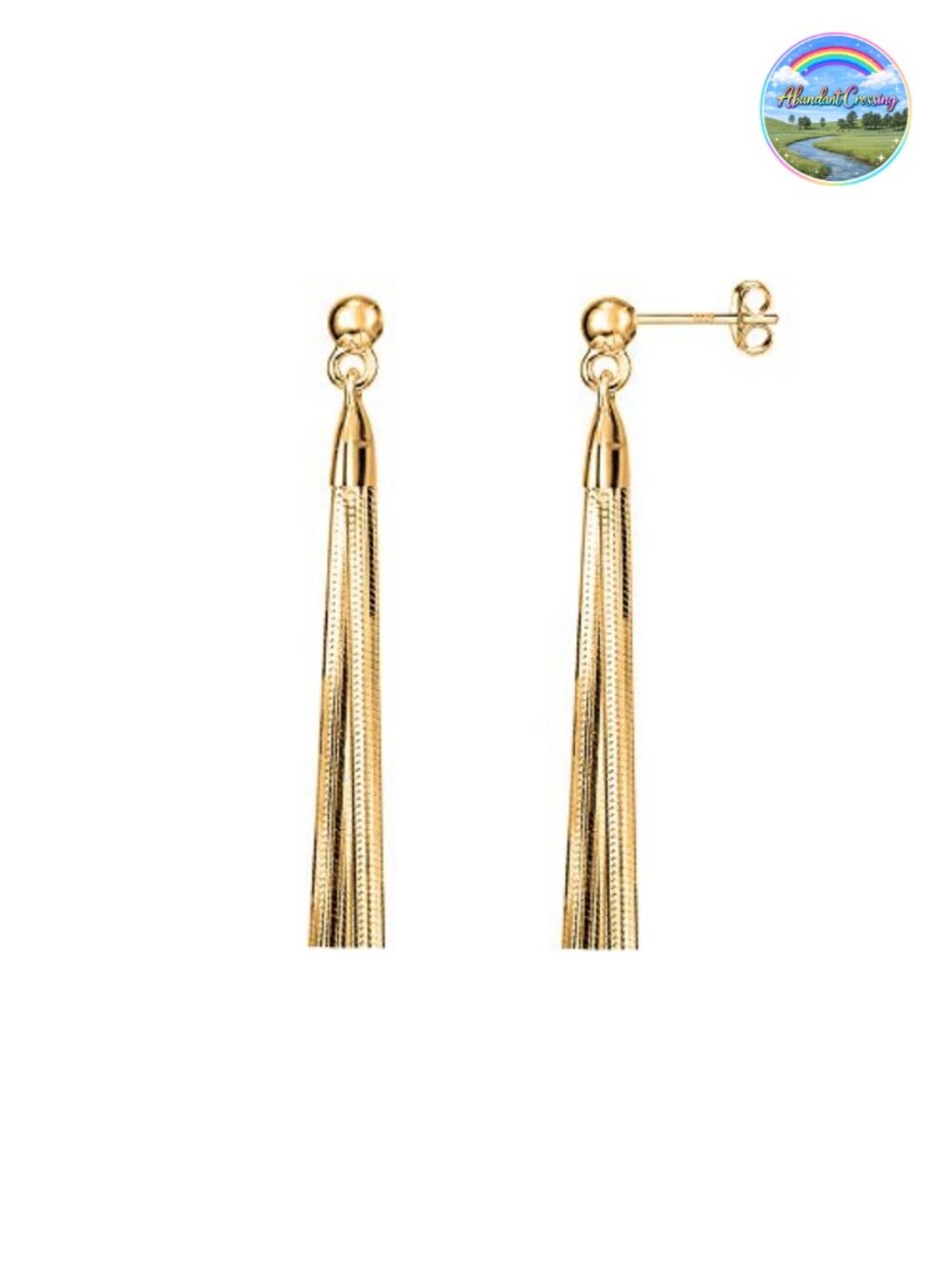 925 Sterling Silver 18k Gold Plated Tassel Drop Dangle Stud Earrings